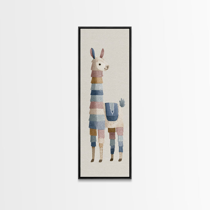 Cute Llama with Blanket Pattern Canvas Print, Nursery Decor, Safari Nursery Decor, Nursery, Modern Decor, Fine Art Print, NDE-1x3-81