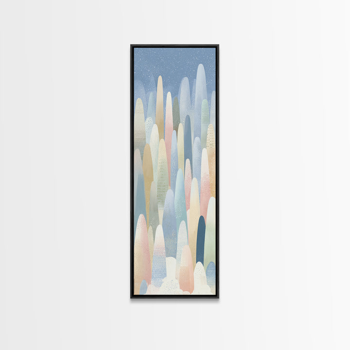 Calm Mountain Nursery Landscape Framed Canvas Print, Nursery Decor, Playroom Decor, Oil Painting, Nursery, Boy Nursery Decor, NDE-1x3-84