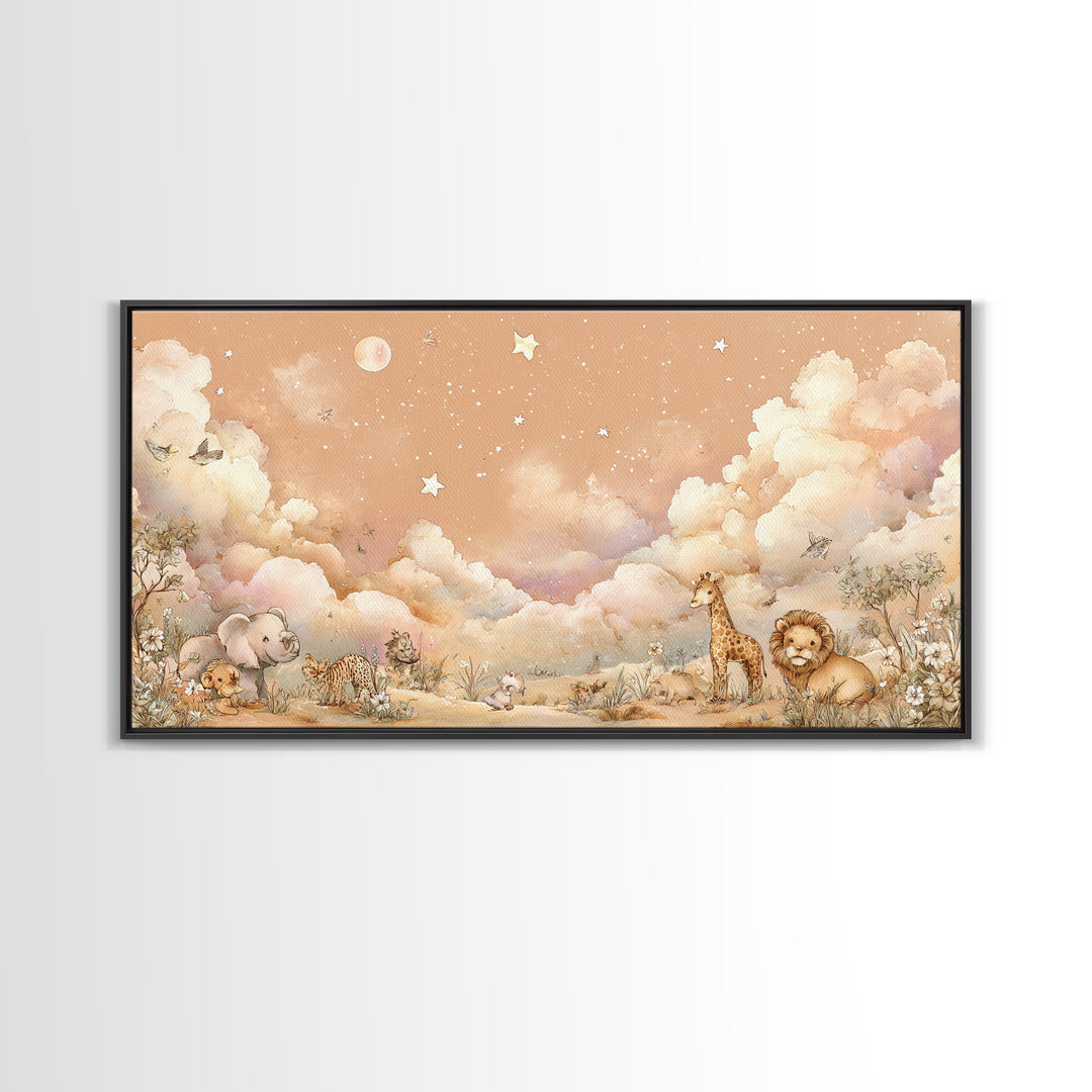 Cute Safari Animals Canvas Print, Nursery Decor, Printable Wall Art, Fine Art, Nursery, Nursery Prints, Playroom Decor, NDE-2x1-48