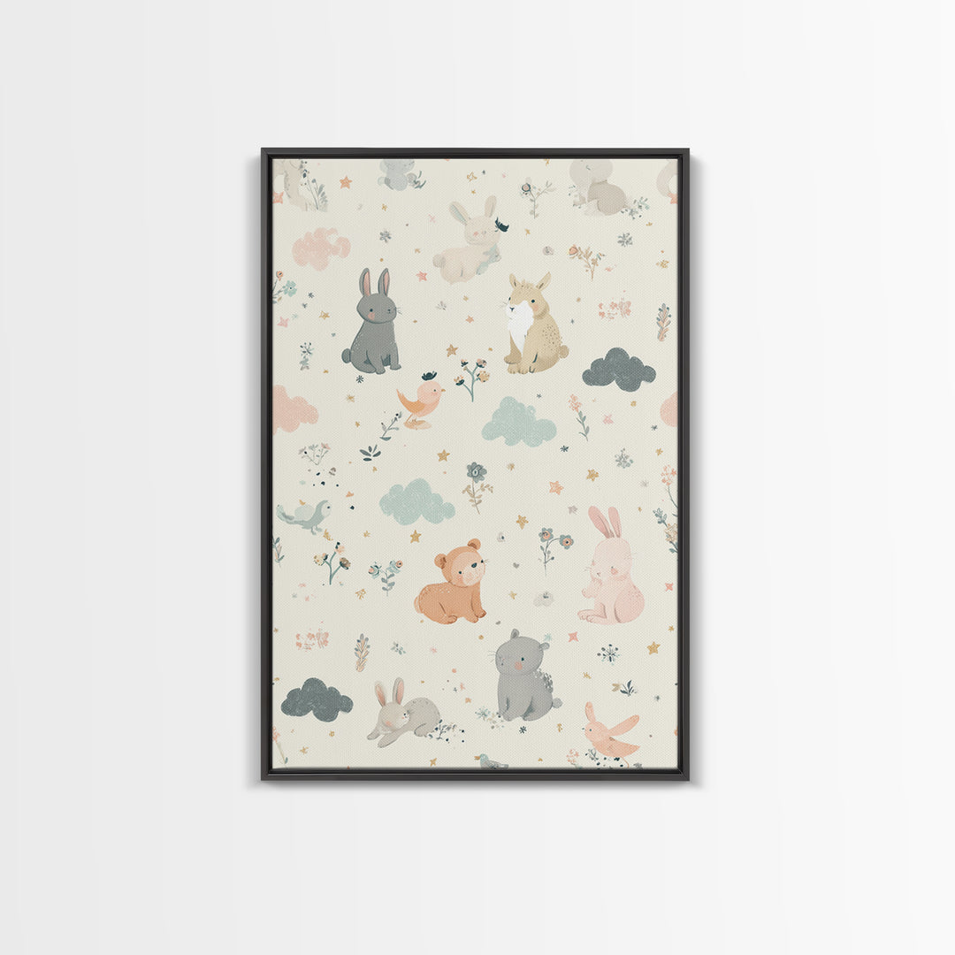 Woodland Animal Parade Canvas Print, Nursery Decor, Contemporary Art, Fine Art, Nursery, Wall Decals, Nursery Wall Decor, NDE-2x3-10