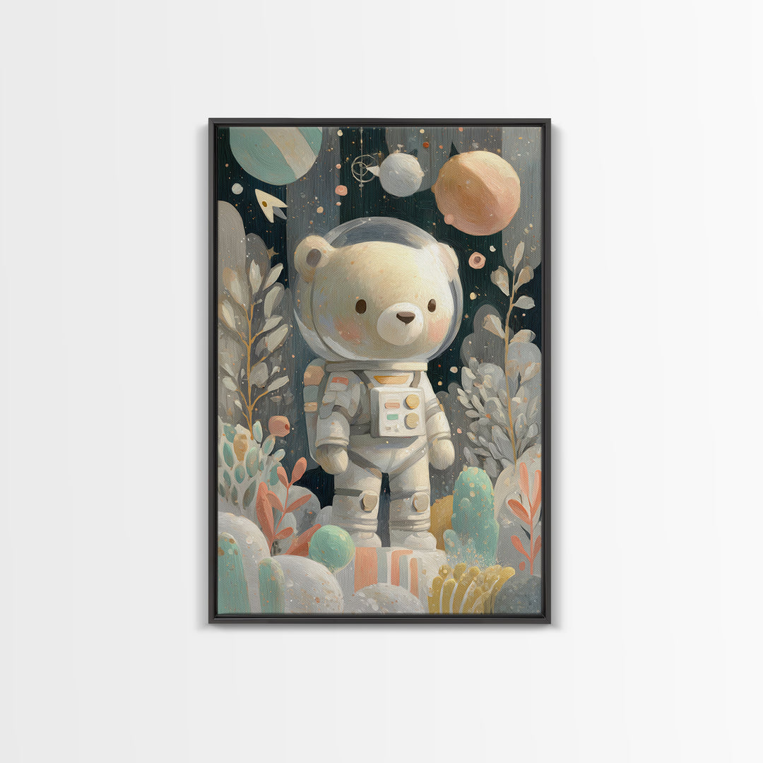 Little Astronaut Bear Canvas Print, Nursery Decor, Playroom Decor, Fine Art, Nursery, Boy Nursery Decor, Gallery Decor, NDE-2x3-71