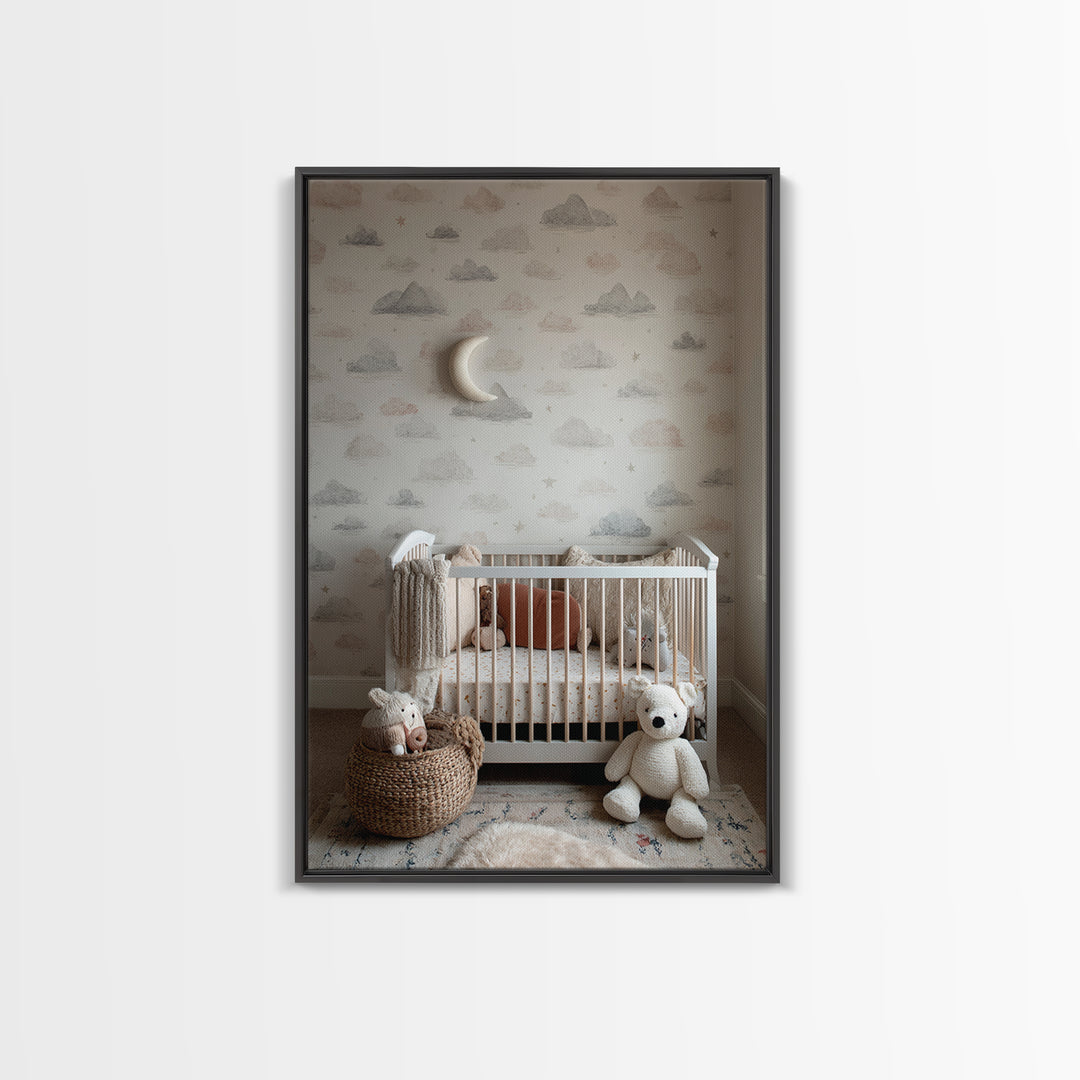Calm Mountain Nursery Landscape Framed Canvas Print, Nursery Decor, Nursery Wall Decal, Fine Art, Nursery, Minimalist Decor, NDE-2x3-8