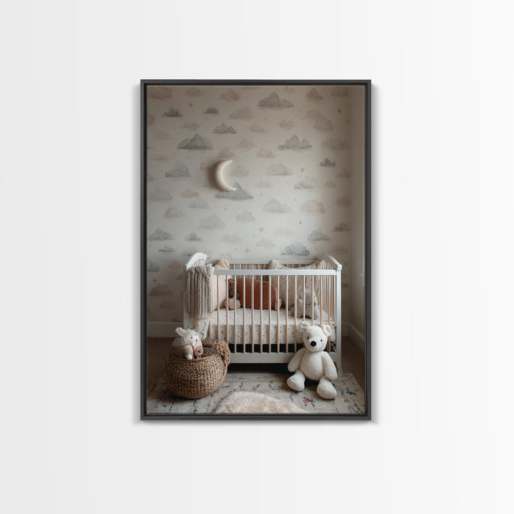 Calm Mountain Nursery Landscape Framed Canvas Print, Nursery Decor, Nursery Wall Decal, Fine Art, Nursery, Minimalist Decor, NDE-2x3-8