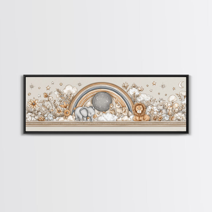 Soft Floral Initial Frame Without Letters Framed Canvas Print, Nursery Decor, Floral Wallpaper, Nursery, Fine Art Print, NDE-3x1-74