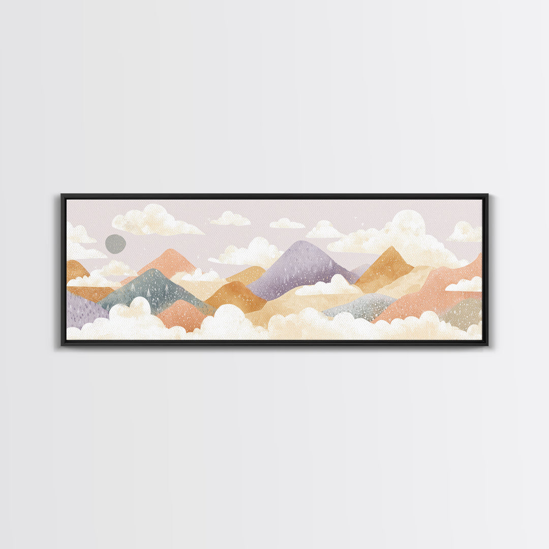 Calm Mountain Nursery Landscape Canvas Print, Nursery Decor, Wall Art, Fine Art, Nursery, Nursery Wall Decor, Nursery Art, NDE-3x1-88