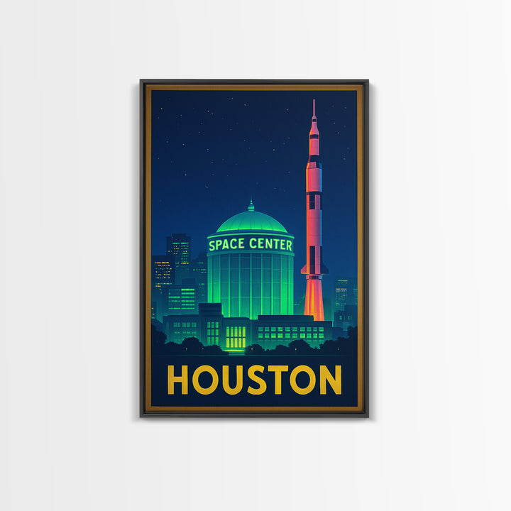 Houston Texas Travel Poster, Canvas Print, Electric Night Poster Art, Houston City Art, Fine Art Print, Travel Wall Art, Home Office Decor