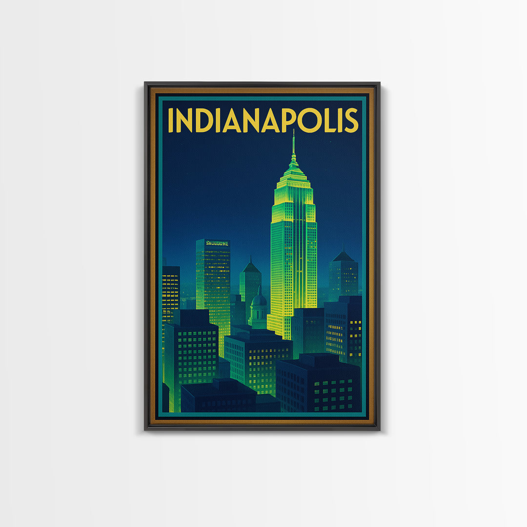 Indianapolis Travel Poster, Canvas Print, Cyberpunk Style City Art, Indianapolis City Art, Wanderlust Decor, Home Office Decor