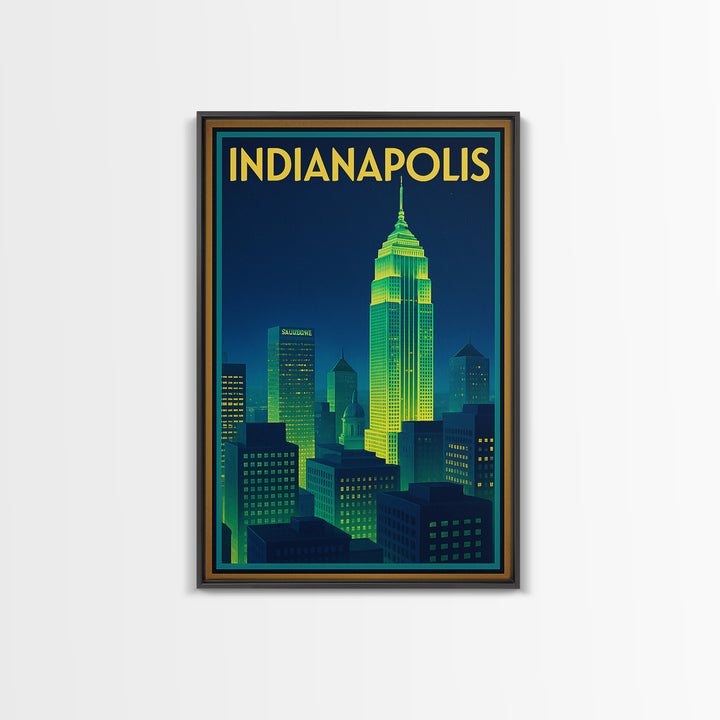 Indianapolis Travel Poster, Canvas Print, Cyberpunk Style City Art, Indianapolis City Art, Wanderlust Decor, Home Office Decor