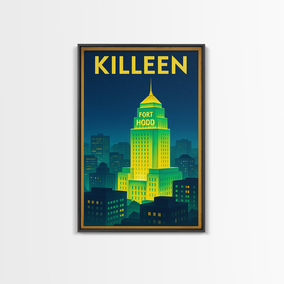 Killeen Travel Poster, Canvas Print, Electric Night Poster Art, Killeen Wall Art, Travel Poster Art, Travel Art Print, Vintage Travel Art