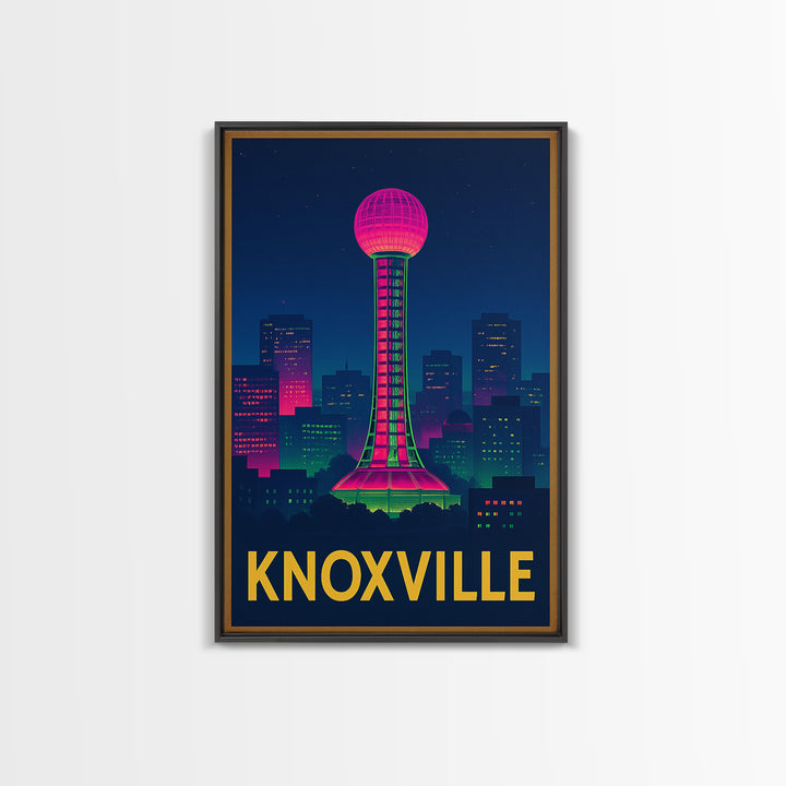 Knoxville Tennessee Travel Poster, Canvas Print, Electric Night Poster Art, Knoxville Poster Print, Wall Art, Vintage City Poster