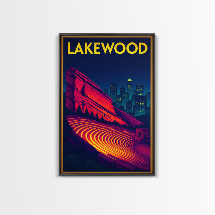 Lakewood Travel Poster, Canvas Print, Cyberpunk Style City Art, Lakewood Travel Art, Travel Wall Art, City Illustration, Fine Art Print
