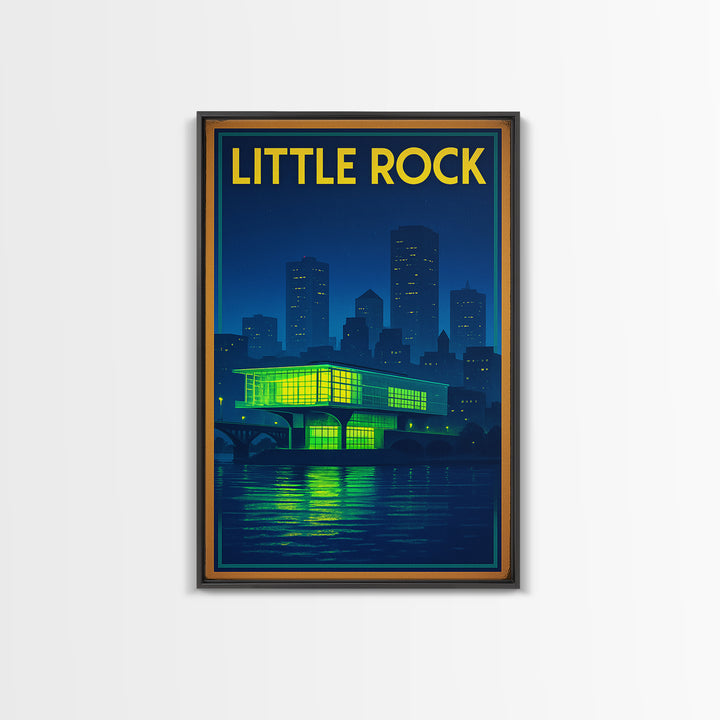 Little Rock Travel Poster, Canvas Print, Retro Neon Travel Art, Little Rock Travel Art, Wanderlust Decor, City Art Print, Gift For Travelers