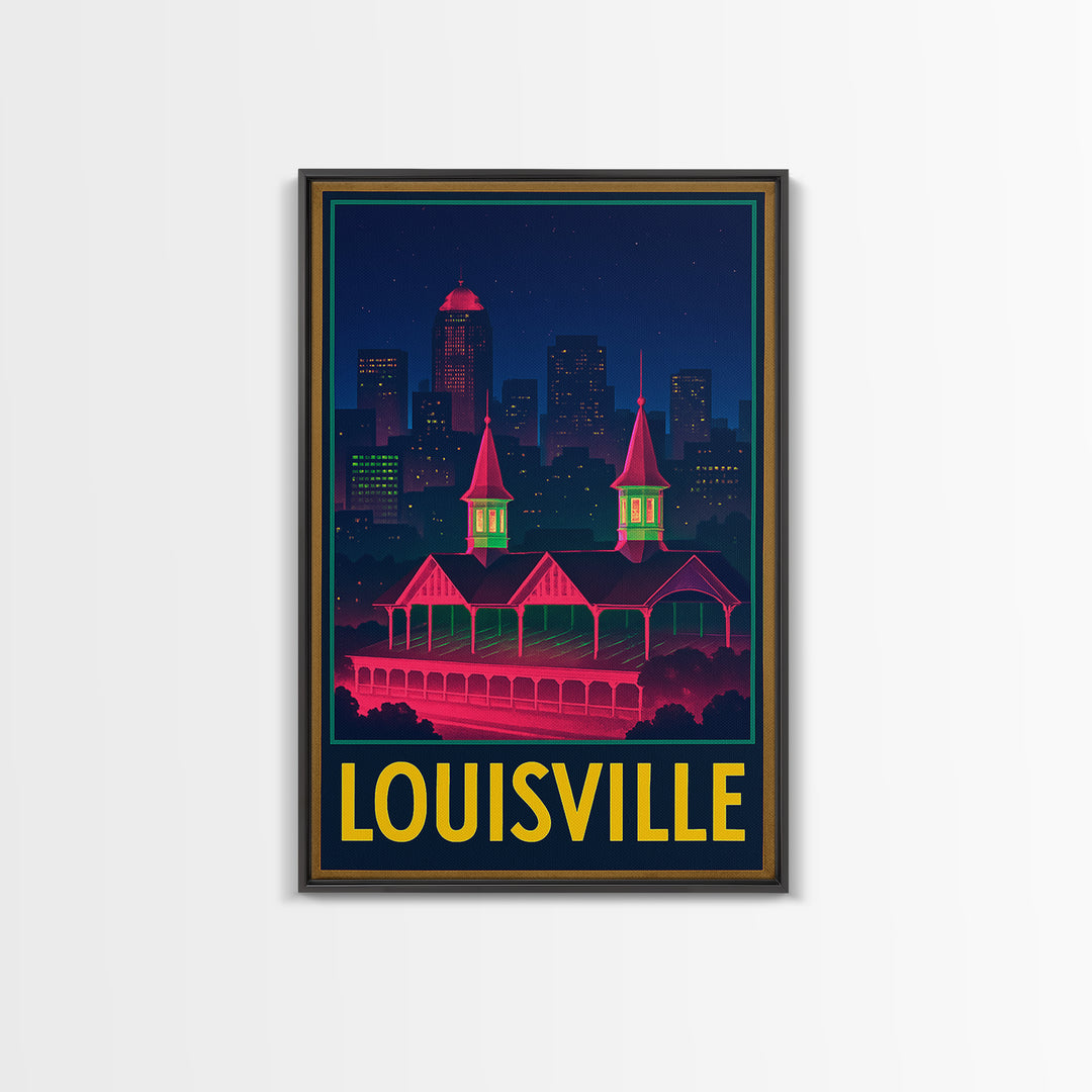 Louisville Kentucky Travel Poster, Canvas Print, Electric Night Poster Art, Louisville Travel Art, Vintage Travel Print, Travel Art Print