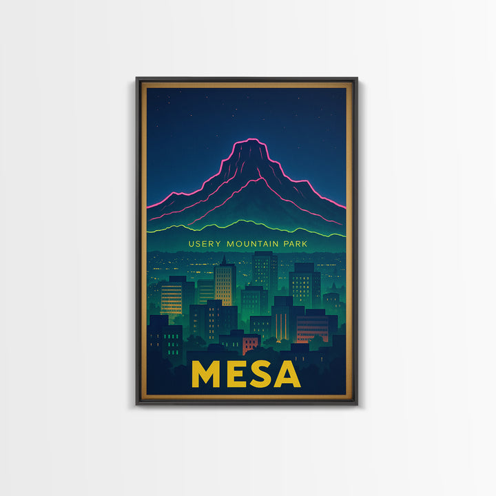 Mesa Arizona Travel Poster, Canvas Print, Neon Skyline Wall Art, Mesa Poster Print, Travel Art Print, Living Room Wall Art, City Poster