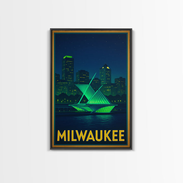 Milwaukee Wisconsin Travel Poster, Canvas Print, Cyberpunk Style City Art, Milwaukee Poster Print, Vintage Travel Print, Travel Art Print