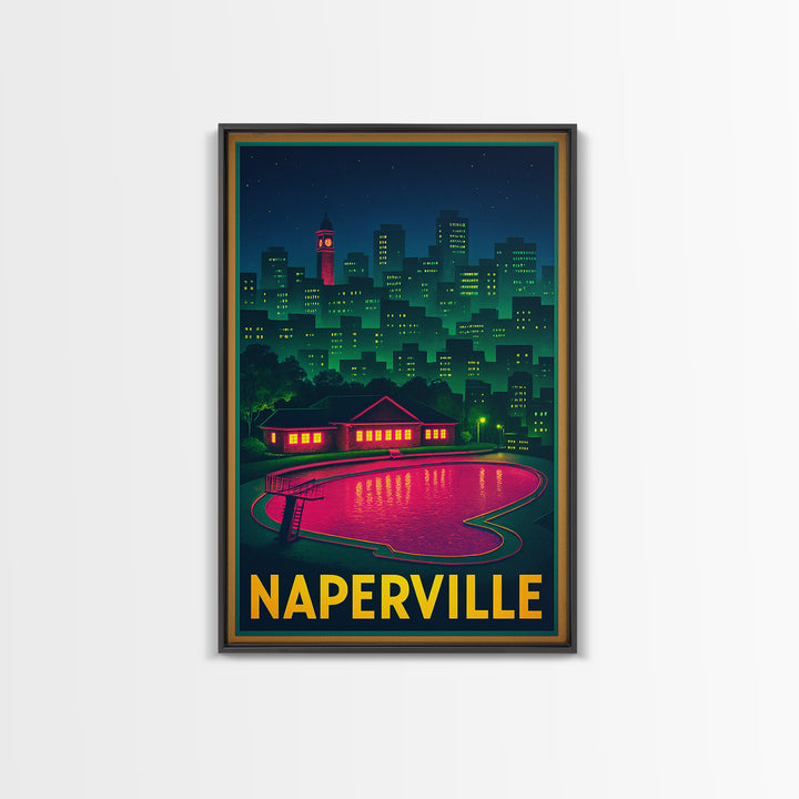 Naperville Travel Poster, Canvas Print, Cyberpunk Style City Art, Naperville Art Print, Living Room Wall Art, Gift For Travelers