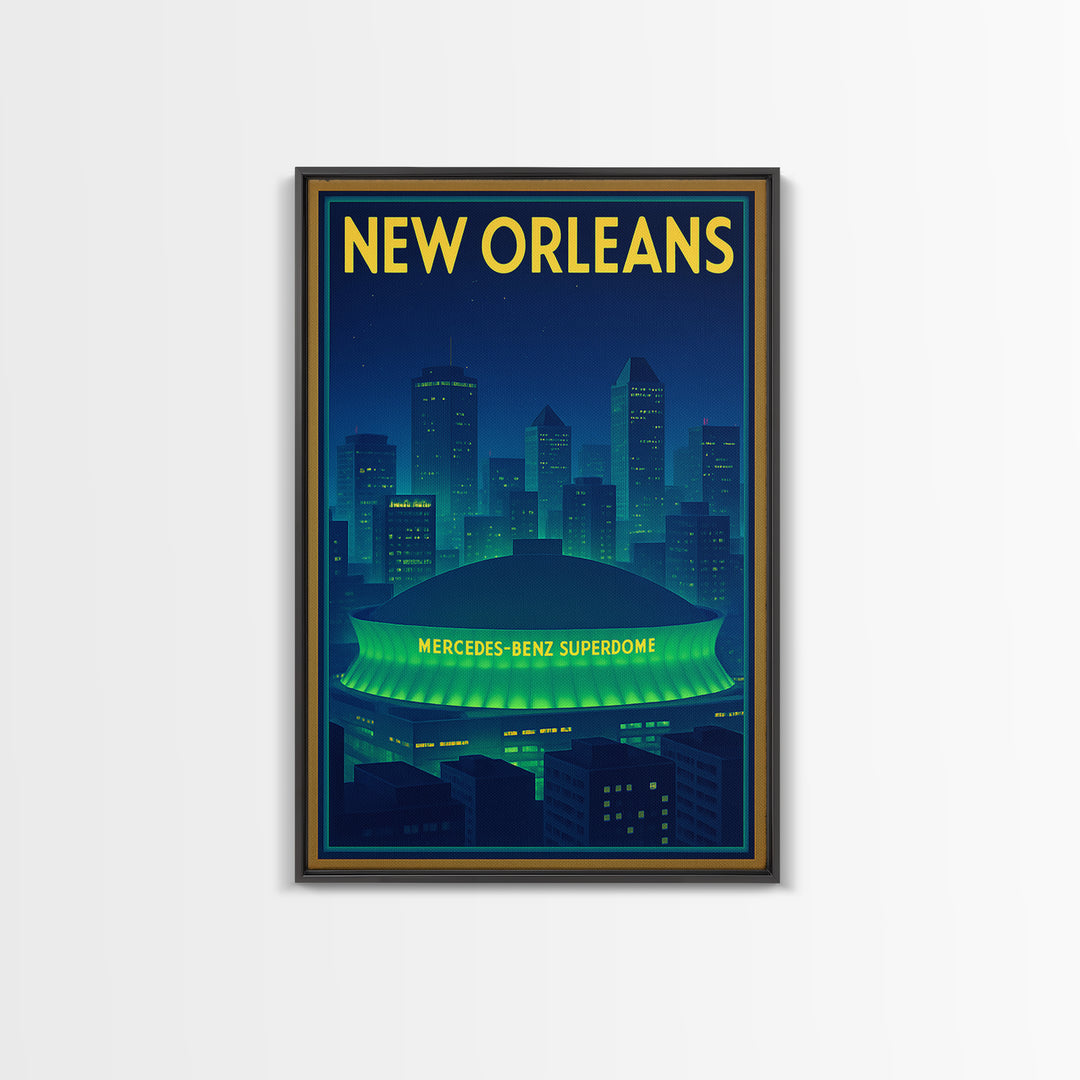 New Orleans Travel Poster, Framed Canvas Print, Cyberpunk Style City Art, New Orleans Poster Print, Travel Poster Set, City Travel Prints