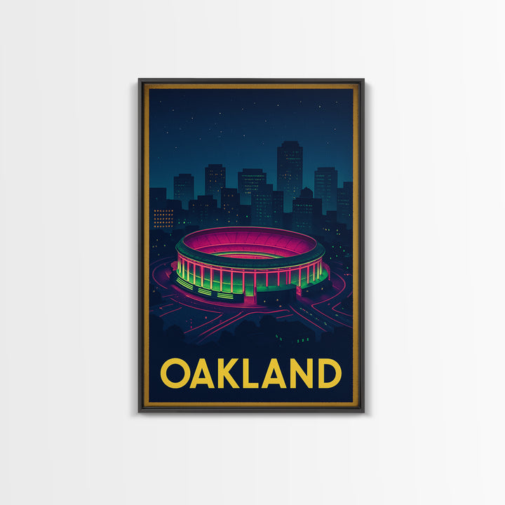 Oakland California Travel Poster, Canvas Print, Retro Neon Travel Art, Oakland Wall Art, Retro Travel Print, Wanderlust Decor, Retro Poster