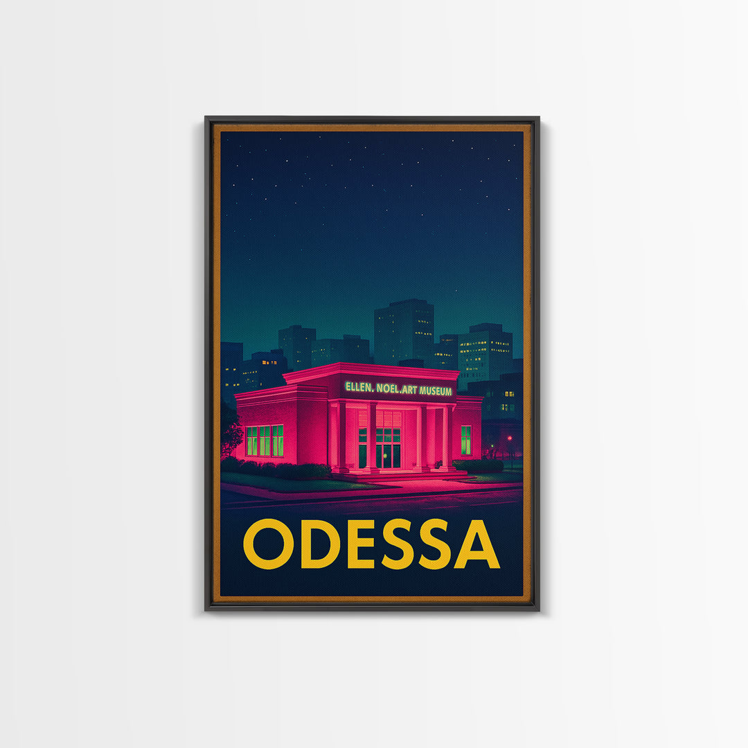 Odessa Texas Travel Poster, Canvas Print, Electric Night Poster Art, Odessa Wall Art, Gift For Travelers, Mid Century Wall Art, Office Decor