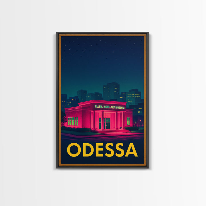 Odessa Texas Travel Poster, Canvas Print, Electric Night Poster Art, Odessa Wall Art, Gift For Travelers, Mid Century Wall Art, Office Decor
