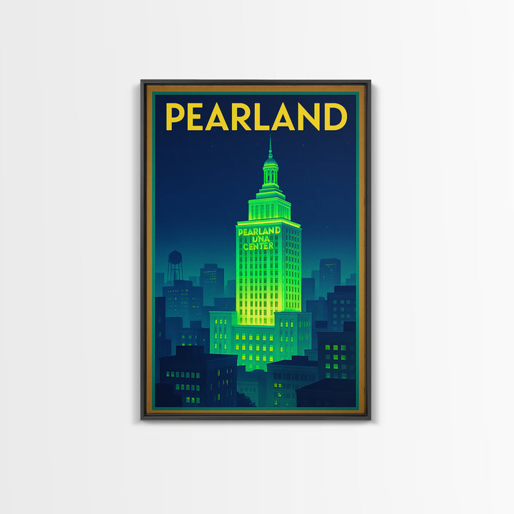 Pearland Travel Poster, Canvas Print, Cyberpunk Style City Art, Pearland Wall Art, Gift For Travelers, Travel Poster Set, Travel Wall Decor