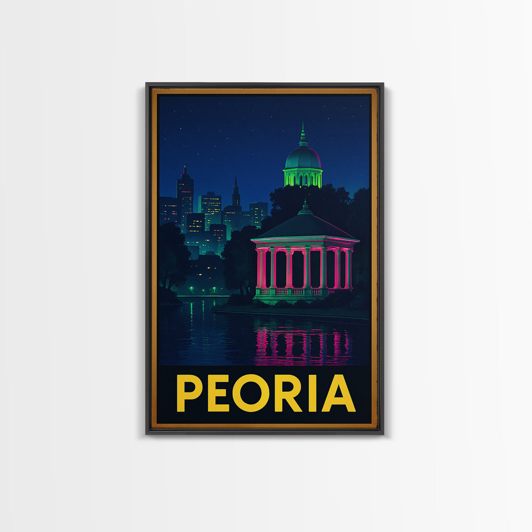 Peoria Arizona Travel Poster, Canvas Print, Electric Night Poster Art, Peoria City Art, Skyline Art, City Art Print, Retro Travel Print