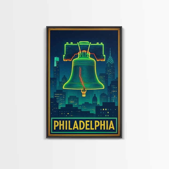 Philadelphia Travel Poster, Canvas Print, Electric Night Poster Art, Philadelphia City Art, Travel Poster Set, Travel Art Print