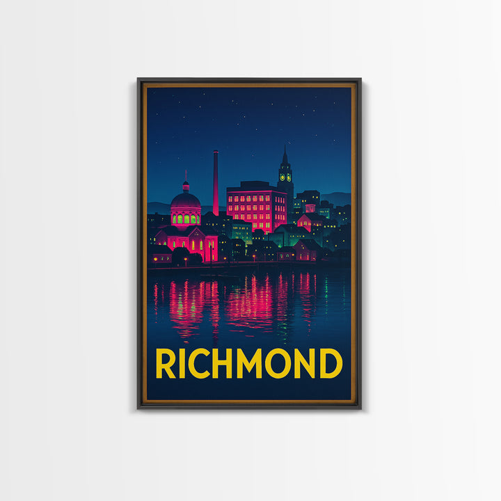 Richmond Virginia Travel Poster, Canvas Print, Cyberpunk Style City Art, Richmond Art Print, Fine Art Print, Travel Art Print, Retro Poster