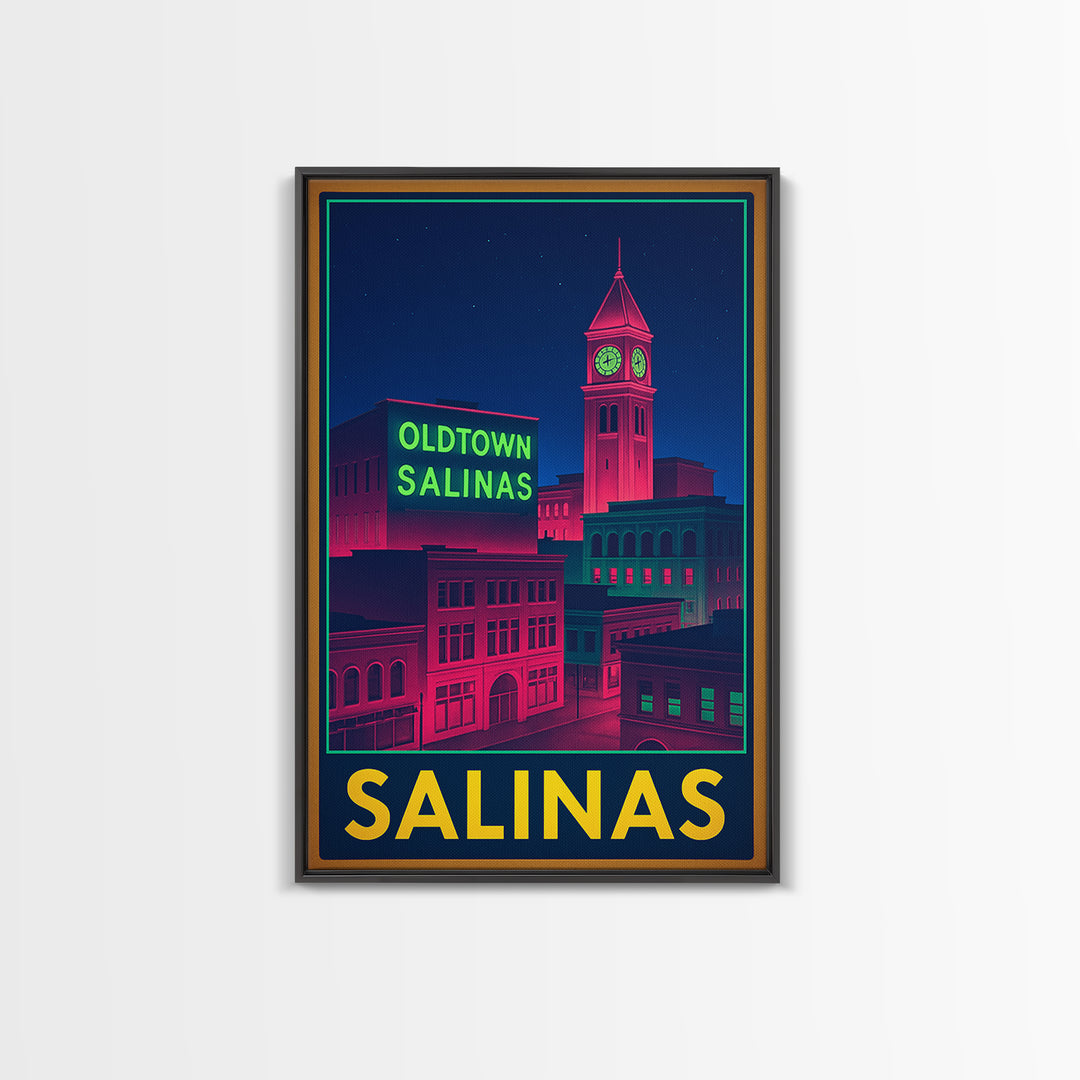 Salinas California Travel Poster, Canvas Print, Cyberpunk Style City Art, Salinas Wall Art, Wall Decor, Travel Wall Decor, Office Decor