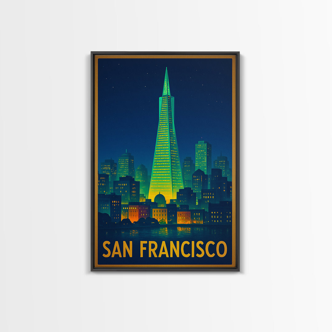 San Francisco California Travel Poster, Canvas Print, Retro Neon Travel Art, San Francisco Travel Art, Travel Poster Art, Travel Wall Decor