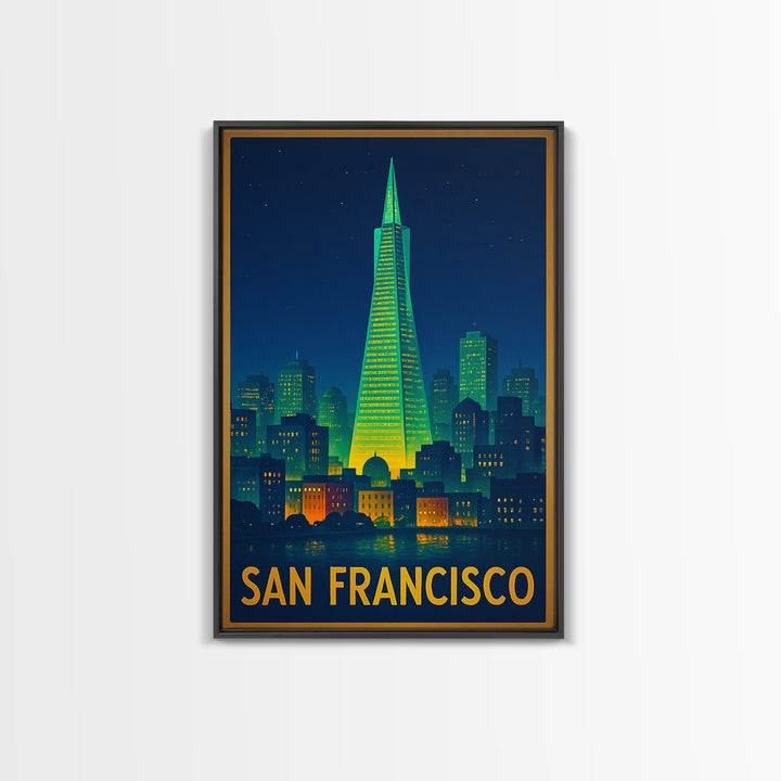 San Francisco California Travel Poster, Canvas Print, Retro Neon Travel Art, San Francisco Travel Art, Travel Poster Art, Travel Wall Decor