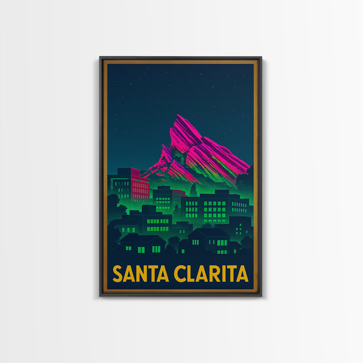 Santa Clarita California Travel Poster, Canvas Print, Electric Night Poster Art, Santa Clarita Art Print, Fine Art Print, City Art Print