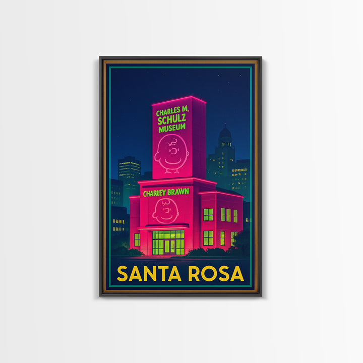 Santa Rosa California Travel Poster, Canvas Print, Electric Night Poster Art, Santa Rosa Poster Print, City Art Print, Vintage City Art