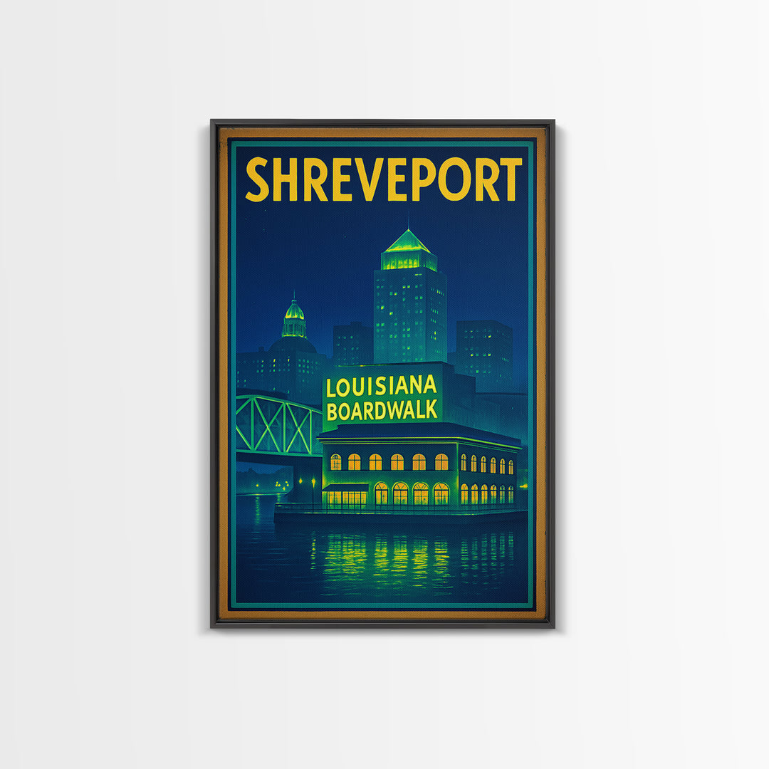 Shreveport Travel Poster, Canvas Print, Cyberpunk Style City Art, Shreveport Art Print, City Travel Prints, Travel Poster Set, Design 2