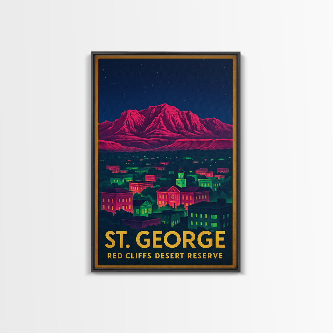 St George Utah Travel Poster, Canvas Print, Cyberpunk Style City Art, St George Art Print, Travel Art Print, Art Print, City Travel Prints