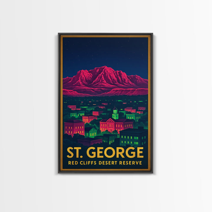 St George Utah Travel Poster, Canvas Print, Cyberpunk Style City Art, St George Art Print, Travel Art Print, Art Print, City Travel Prints