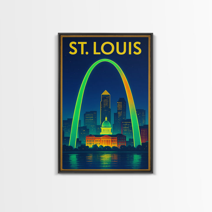 St Louis Travel Poster, Canvas Print, Electric Night Poster Art, St Louis City Art, Retro Travel Print, Travel Wall Art, Fine Art Print