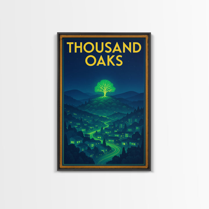 Thousand Oaks Travel Poster, Canvas Print, Electric Night Poster Art, Thousand Oaks Wall Art, Travel Poster Art, City Art Print