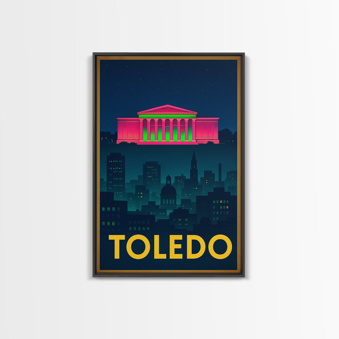 Toledo Ohio Travel Poster, Canvas Print, Cyberpunk Style City Art, Toledo Poster Print, Wanderlust Decor, Retro Travel Print, Wall Decor