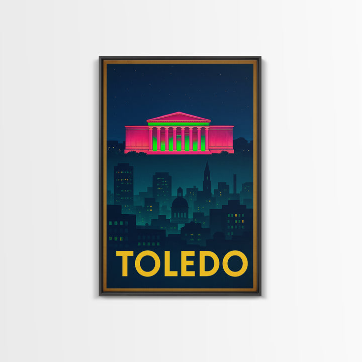 Toledo Ohio Travel Poster, Canvas Print, Cyberpunk Style City Art, Toledo Poster Print, Wanderlust Decor, Retro Travel Print, Wall Decor