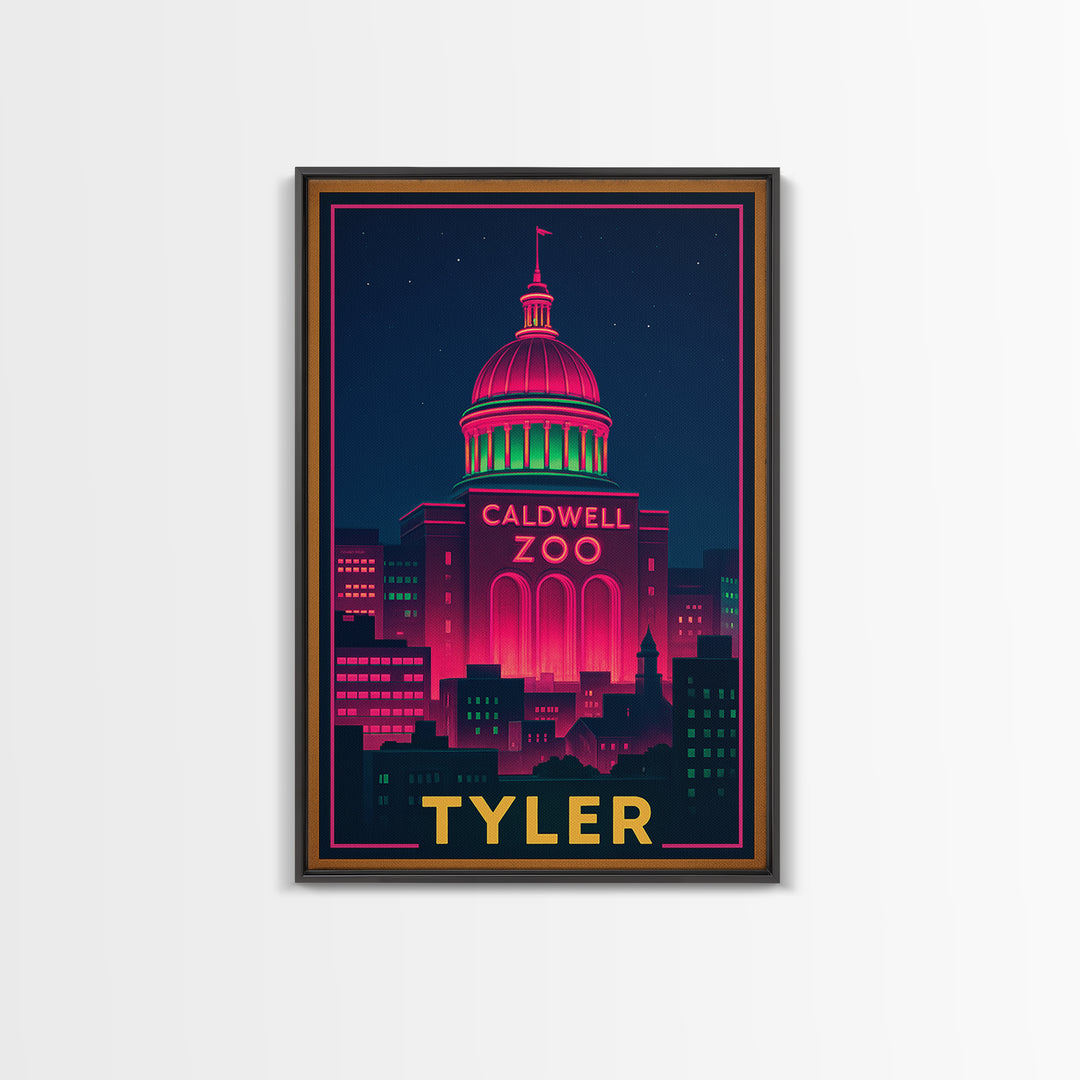 Tyler Texas Travel Poster, Canvas Print, Cyberpunk Style City Art, Tyler Art Print, Modern Wall Decor, Gift For Travelers, Travel Wall Art