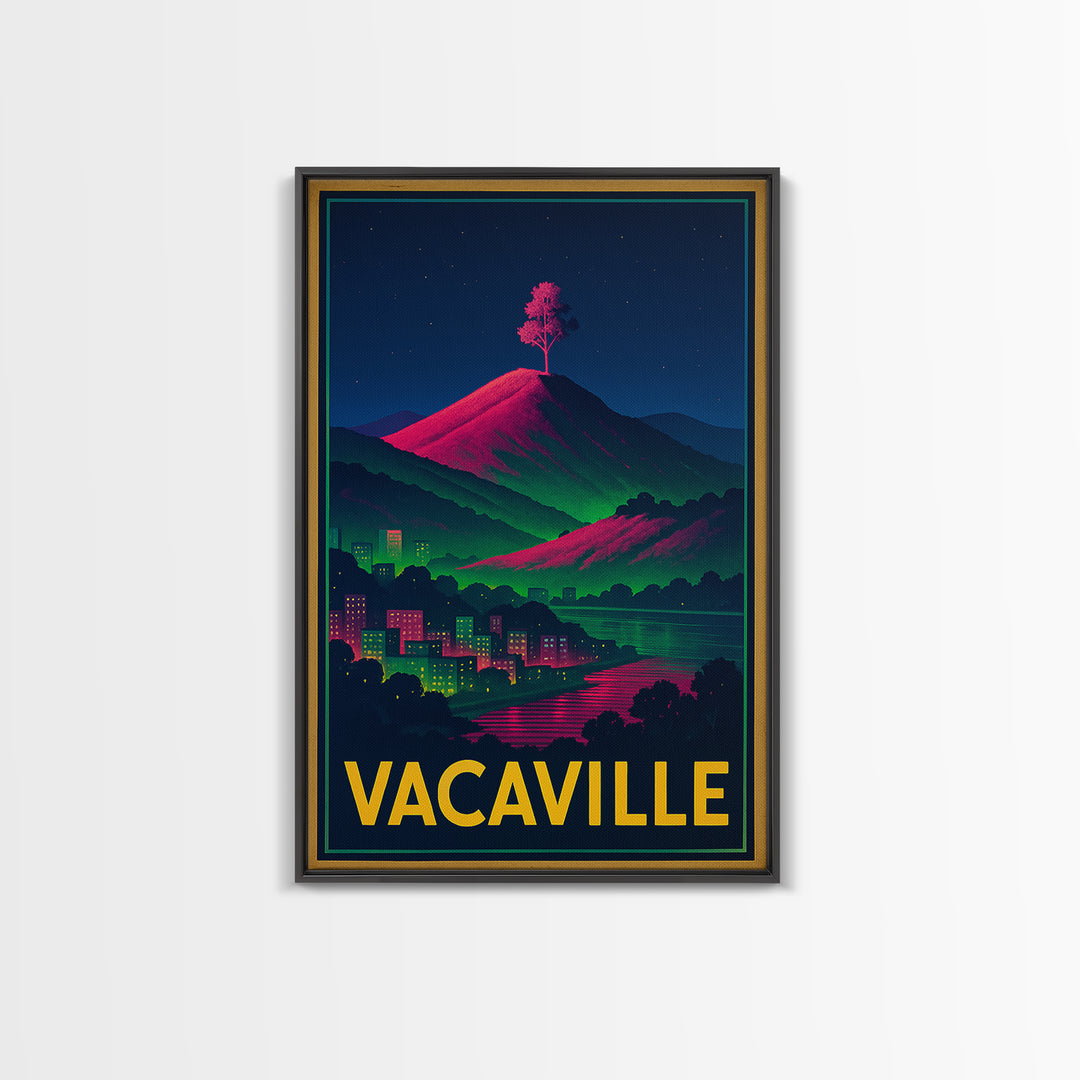 Vacaville California Travel Poster, Canvas Print, Cyberpunk Style City Art, Vacaville City Art, Travel Poster Art, Watercolor Skyline Art