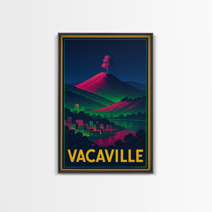 Vacaville California Travel Poster, Canvas Print, Cyberpunk Style City Art, Vacaville City Art, Travel Poster Art, Watercolor Skyline Art