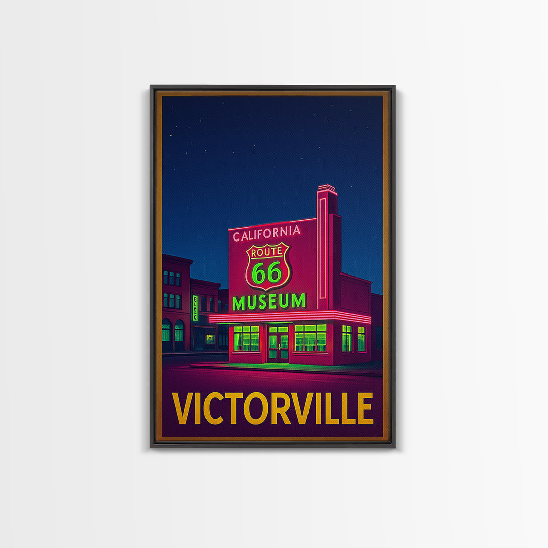 Victorville California Travel Poster, Canvas Print, Retro Neon Travel Art, Victorville City Art, Fine Art Print, Wall Decor, Travel Art