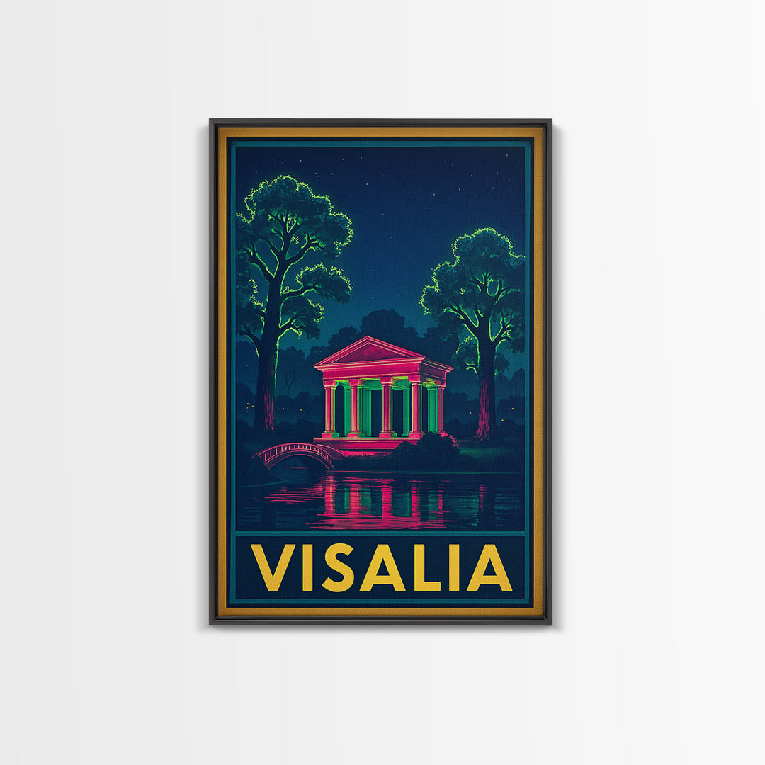 Visalia California Travel Poster, Canvas Print, Cyberpunk Style City Art, Visalia Wall Art, Home Office Decor, Travel Art Print, Wall Art