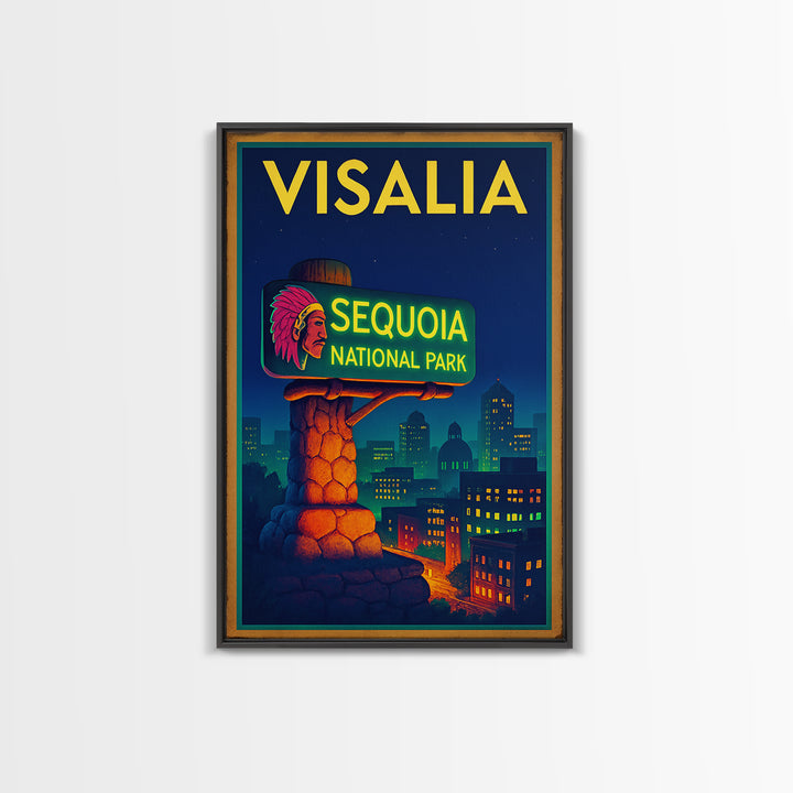 Visalia Travel Poster, Canvas Print, Cyberpunk Style City Art, Visalia Wall Art, City Travel Prints, Home Office Decor, City Art Print