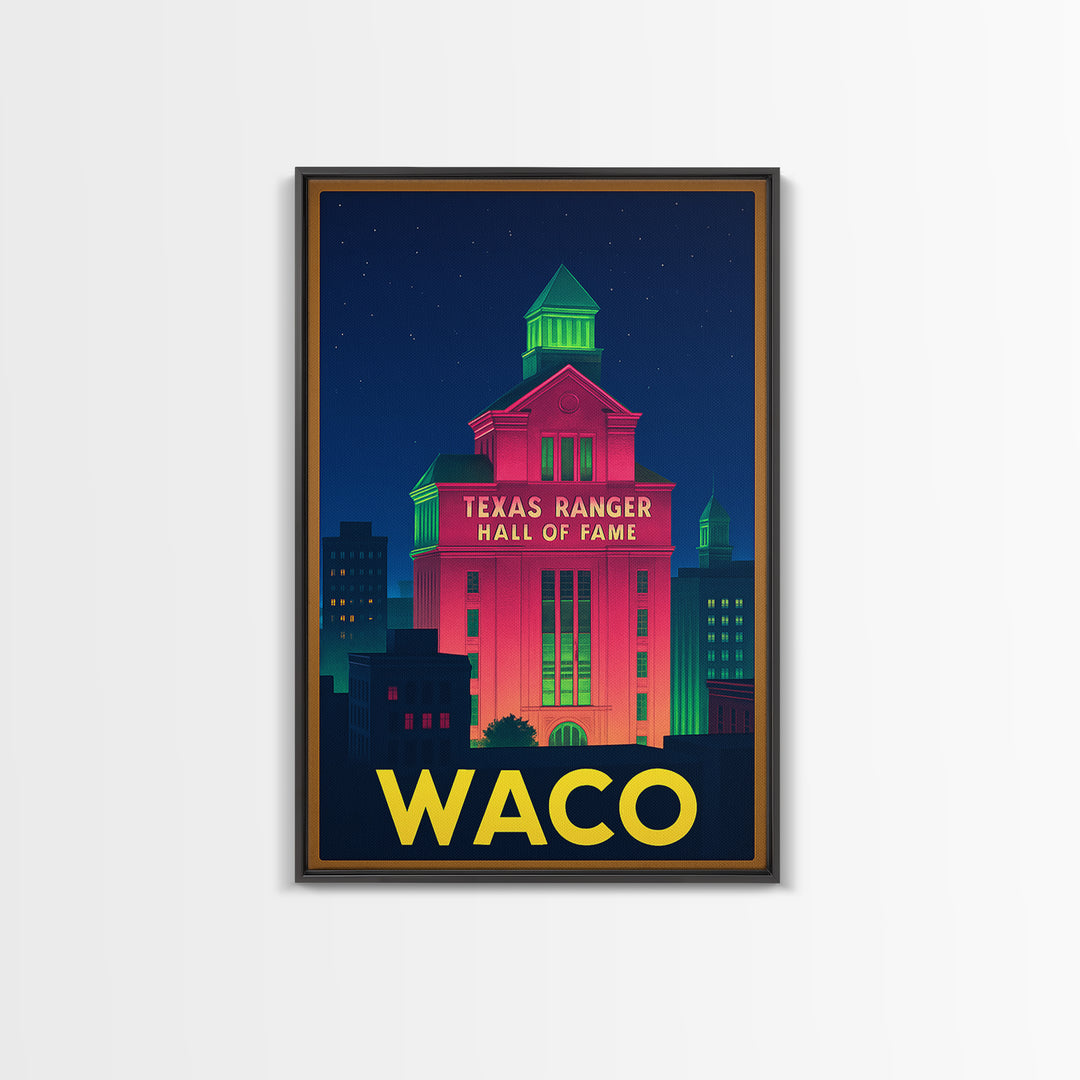 Waco Texas Travel Poster, Canvas Print, Cyberpunk Style City Art, Waco Travel Art, Travel Wall Art, City Art Print, Home Office Decor