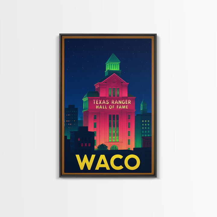 Waco Texas Travel Poster, Canvas Print, Cyberpunk Style City Art, Waco Travel Art, Travel Wall Art, City Art Print, Home Office Decor