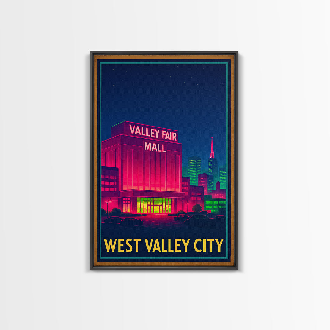 West Valley City Utah Travel Poster, Canvas Print, Cyberpunk Style City Art, West Valley City Poster Print, Poster Art, Travel Wall Art
