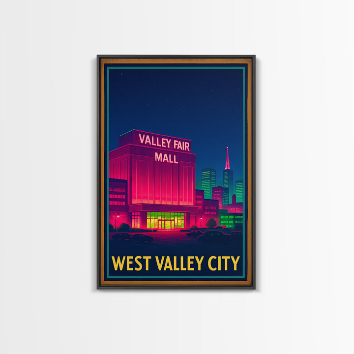 West Valley City Utah Travel Poster, Canvas Print, Cyberpunk Style City Art, West Valley City Poster Print, Poster Art, Travel Wall Art